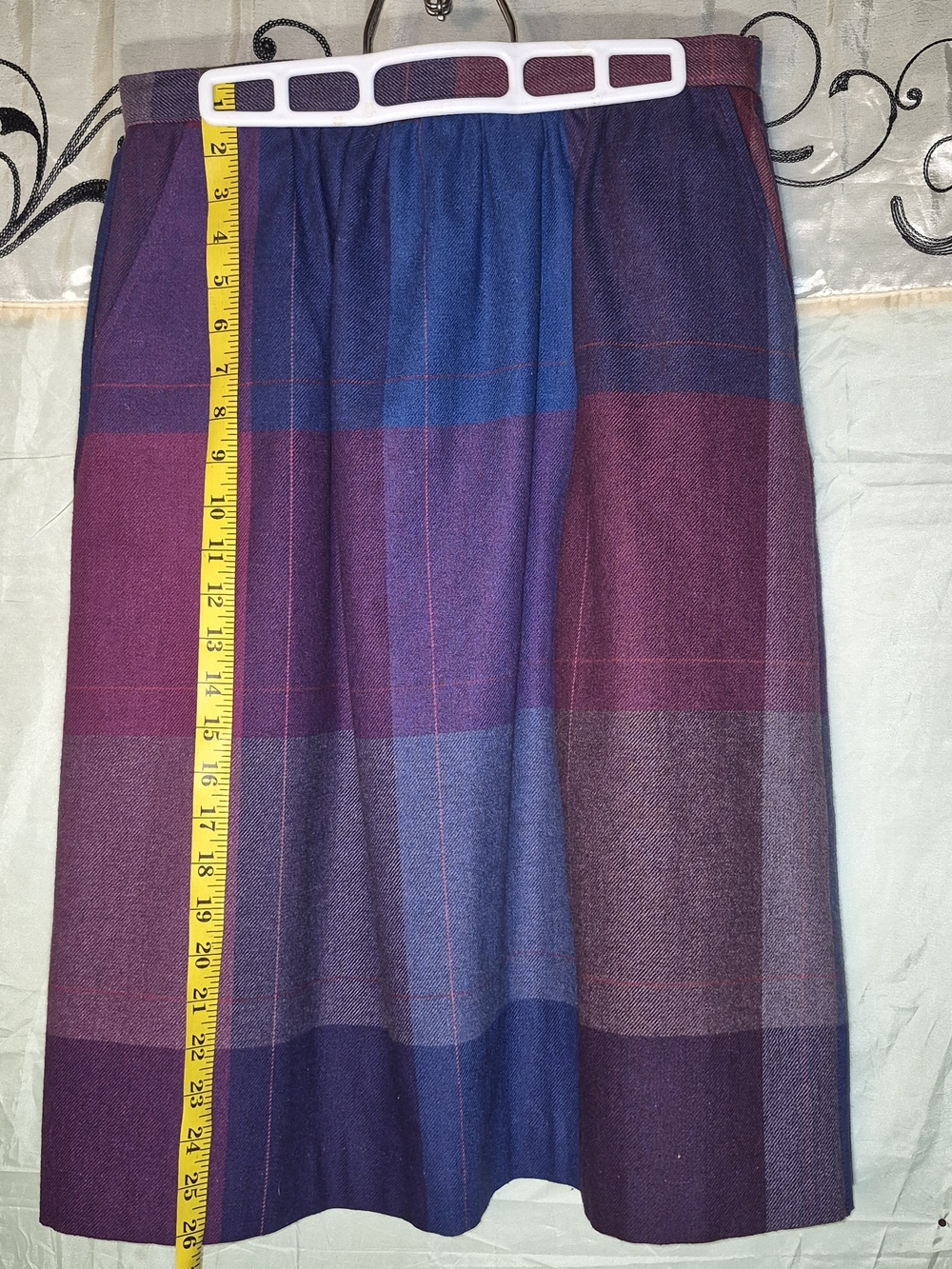 Vintage 1980s The Wyndham Collection Block Plaid Midi Skirt